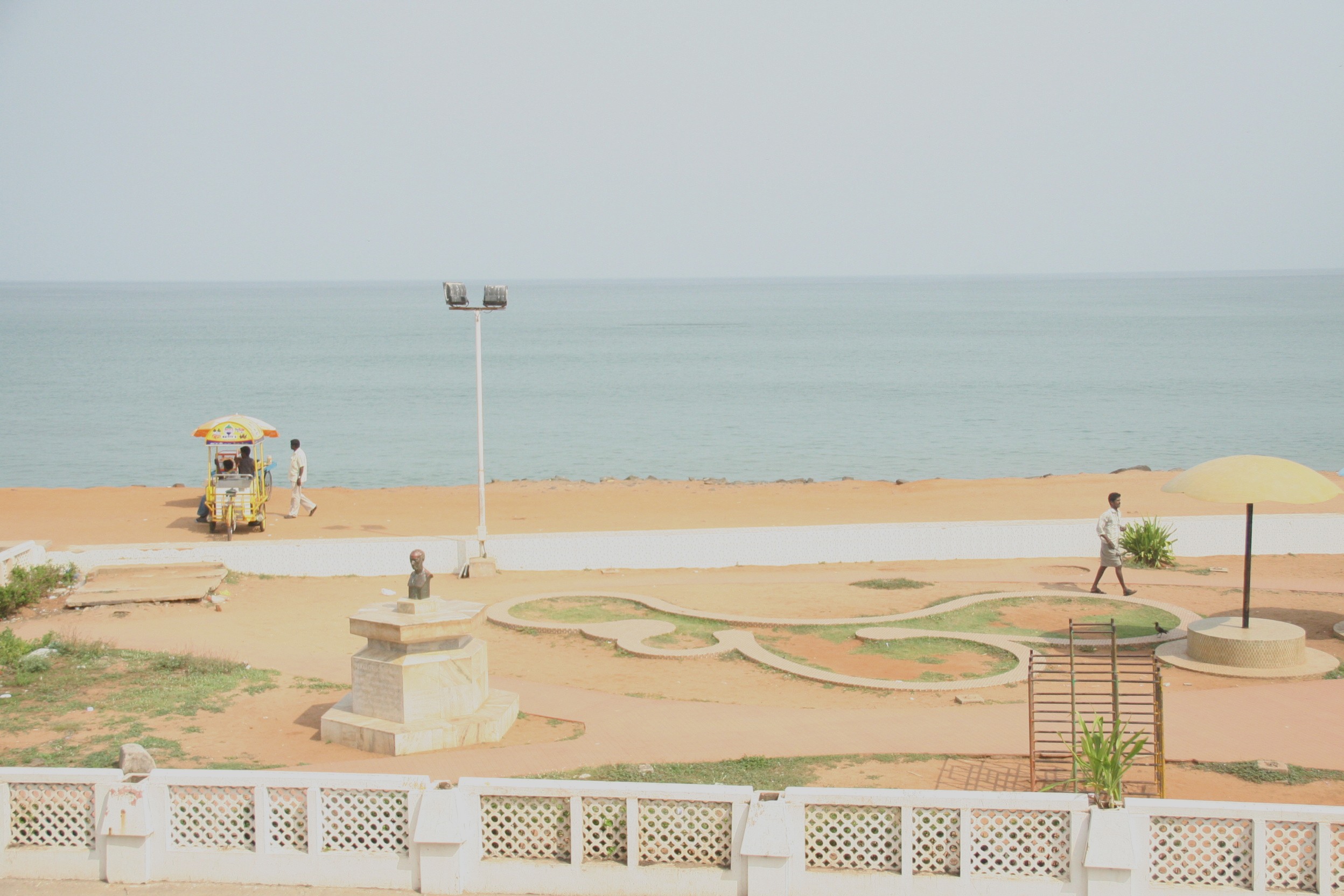 View of the promenade and sea in Pondicherry